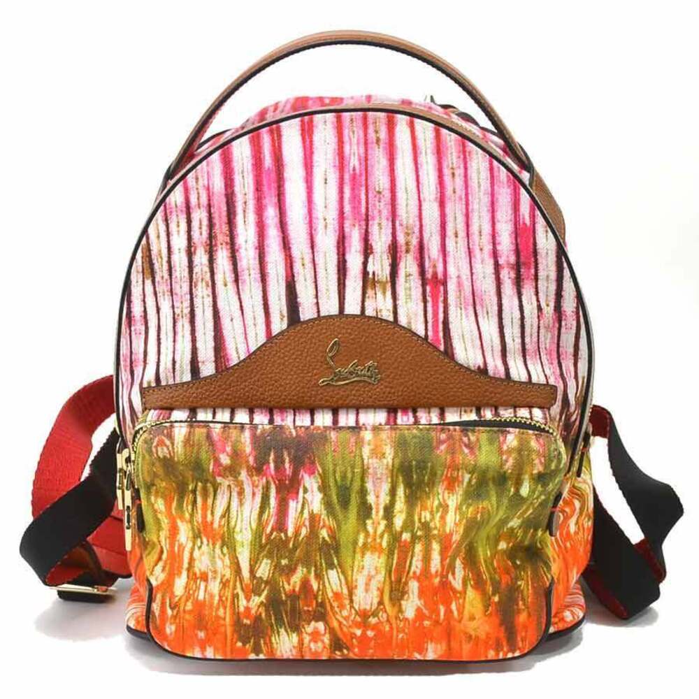 Christian Louboutin Backpack Rucksack Rucksack Canvas Leather Multicolor Brown